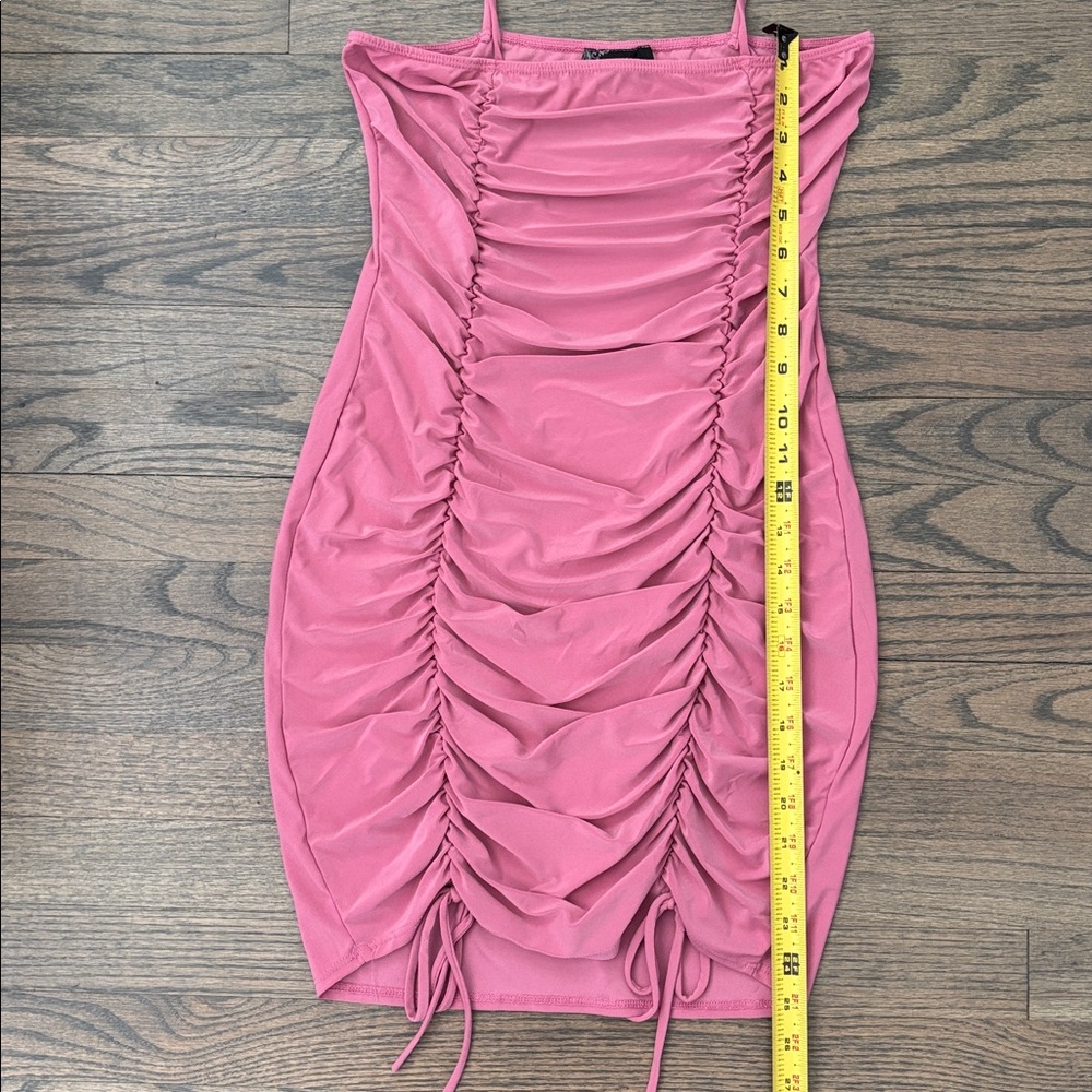 Elegant Pink Ruched Mini Dress - Picture 6 of 10